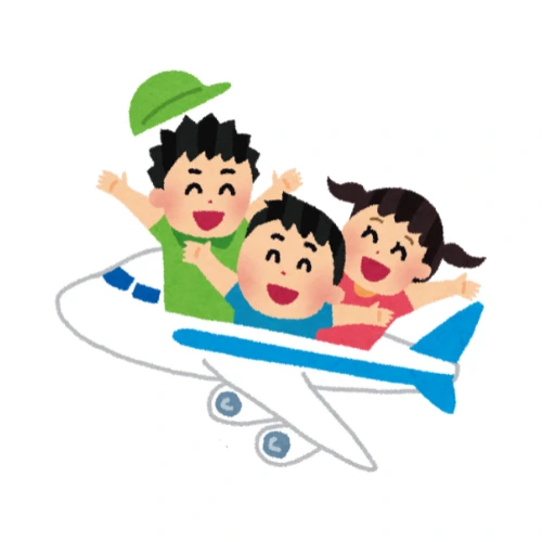 family inside airplane